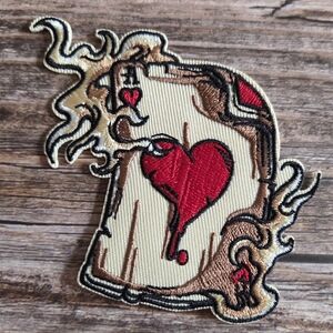 Smokey Flaming Ace Poker Gambling Tattoo Punk Rockabilly Iron on Patch